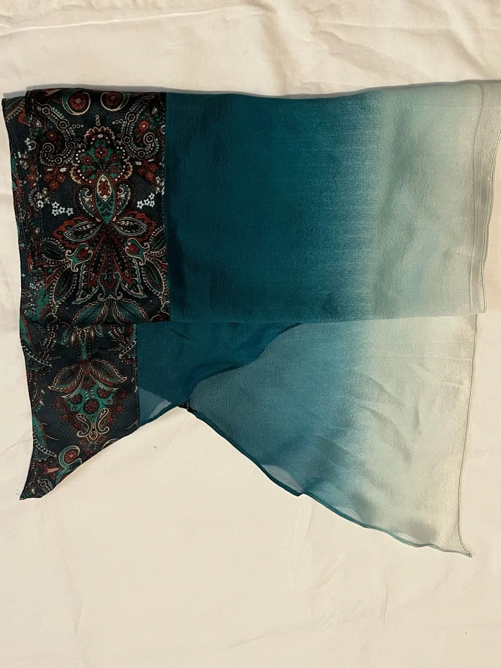 Talbots Silk Paisley Scarf & Unbranded Black White Silk Scarf Bundle Of 2